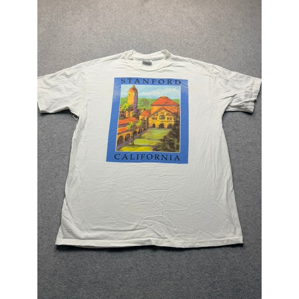 Vintage Stanford California University Graphic T-Shirt White Large Collegiate